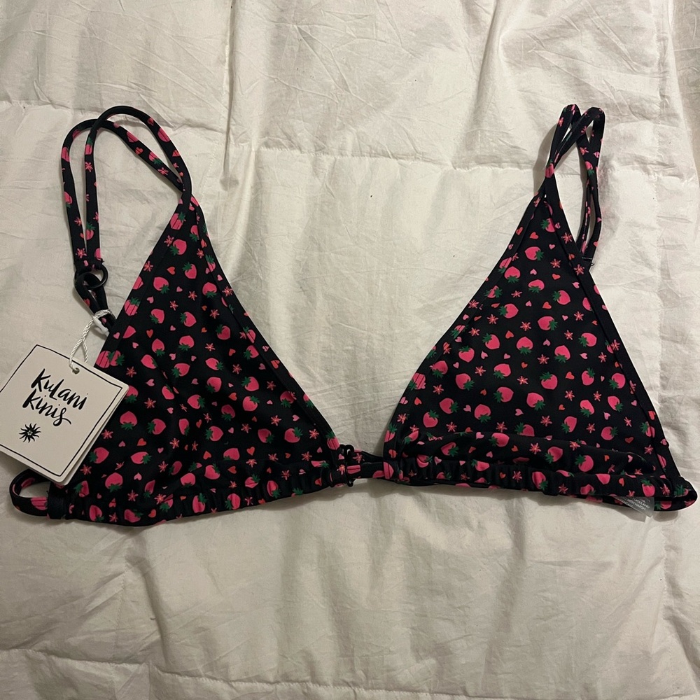 Kulani Kinis Black and Pink Bikini Top